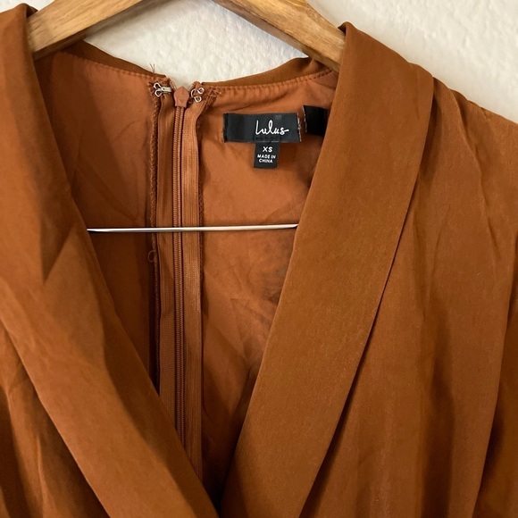 Sleek Impression Rust Brown Belted Collared Slim Leg Jumpsuit - Picture 9 of 9